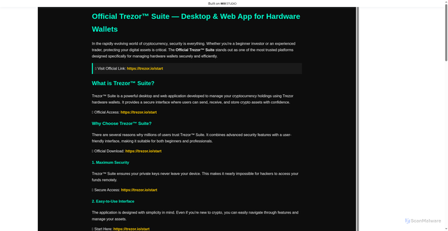 Security scan screenshot of https://trezeriostarts.wixstudio.com/enus