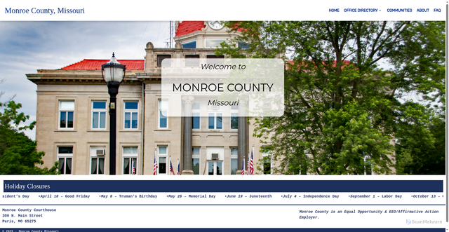 Security scan screenshot of https://monroecountymo.gov/