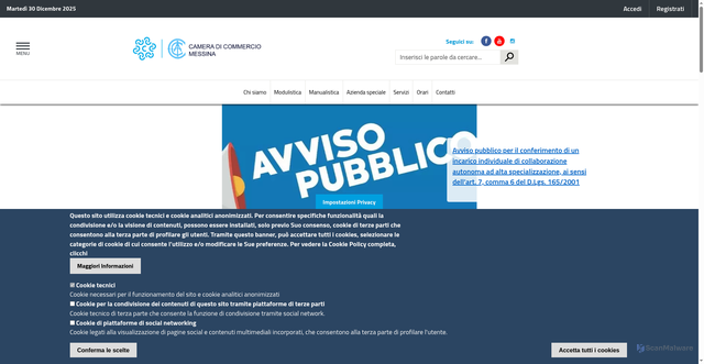 Security scan screenshot of https://www.me.camcom.it/