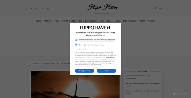 Security scan screenshot of https://www.hippohaven.com/catalana-island/