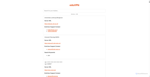 Security scan screenshot of https://disco.eduvpn.org