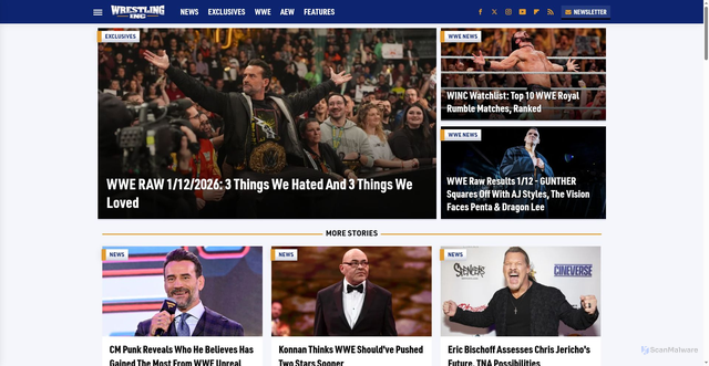 Security scan screenshot of https://www.wrestlinginc.com