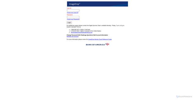 Security scan screenshot of https://imagedrop.bankofamerica.com