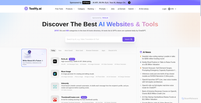Security scan screenshot of https://toolify.ai