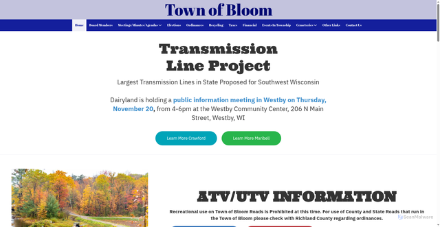 Security scan screenshot of https://townofbloomwi.gov/