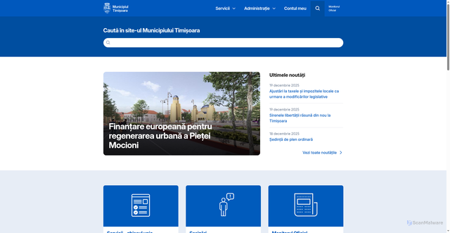 Security scan screenshot of https://primariatm.ro