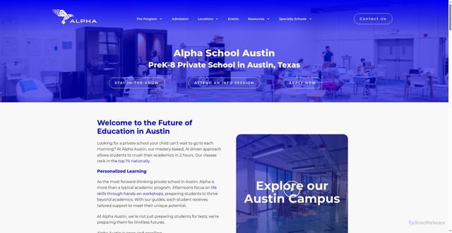 Security scan screenshot of https://alpha.school/austin/