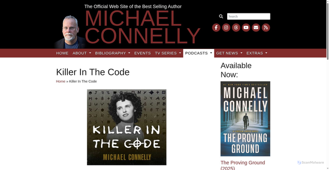 Security scan screenshot of https://www.michaelconnelly.com/killer-in-the-code/