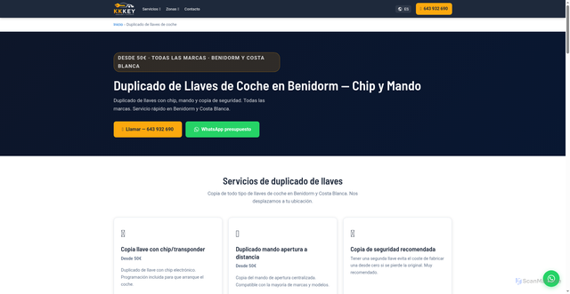 Security scan screenshot of https://kkkey-es.pages.dev/duplicado-llaves-coche/