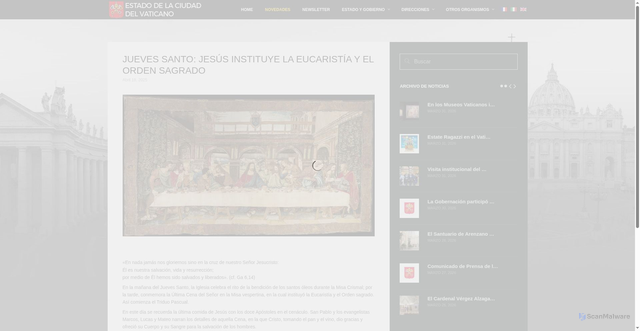 Security scan screenshot of https://www.vaticanstate.va/es/novedades/1790-jueves-santo-jesus-instituye-la-eucaristia-y-el-orden-sagrado.html