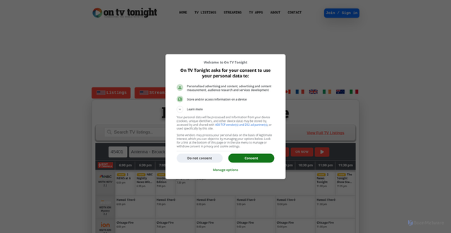 Security scan screenshot of https://www.ontvtonight.com/guide/listings/DaytonNight.html