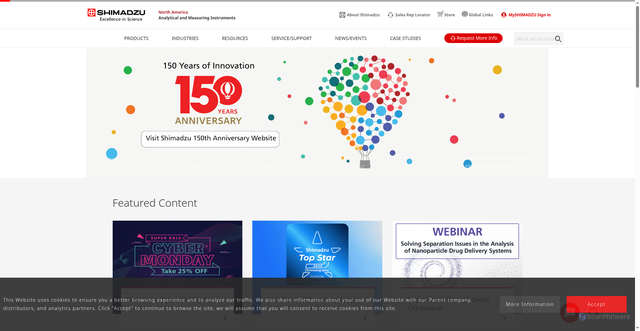 Security scan screenshot of https://www.ssi.shimadzu.com/