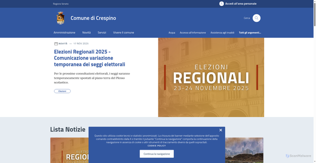Security scan screenshot of https://comune.crespino.ro.it/