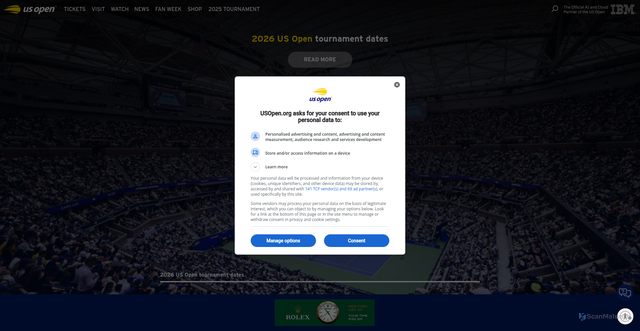 Security scan screenshot of https://www.usopen.org