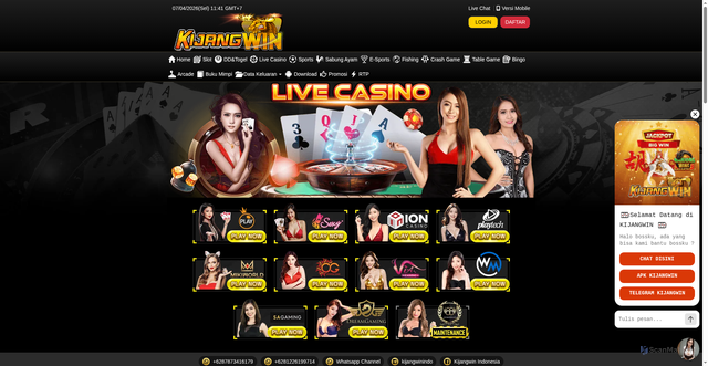 Security scan screenshot of https://ndx-kijangbucin.click/desktop/game/livecasino/og