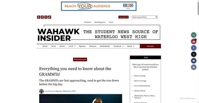 Security scan screenshot of https://wahawkinsider.com/6116/arts-and-entertainment/entertainment/everything-you-need-to-know-about-the-grammys/