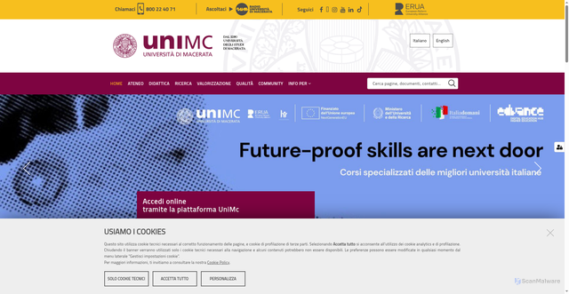 Security scan screenshot of https://www.unimc.it