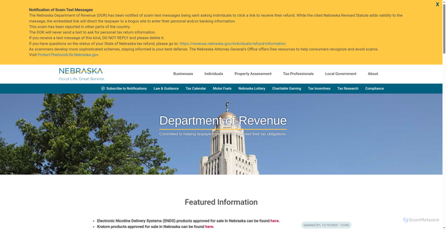 Security scan screenshot of https://revenue.nebraska.gov/