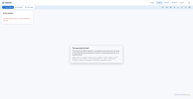 Security scan screenshot of https://www.polarwx.com/tropical/