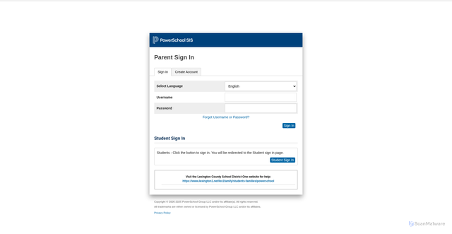 Security scan screenshot of https://lexington1.powerschool.com