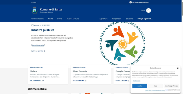Security scan screenshot of https://comune.sanza.sa.it/