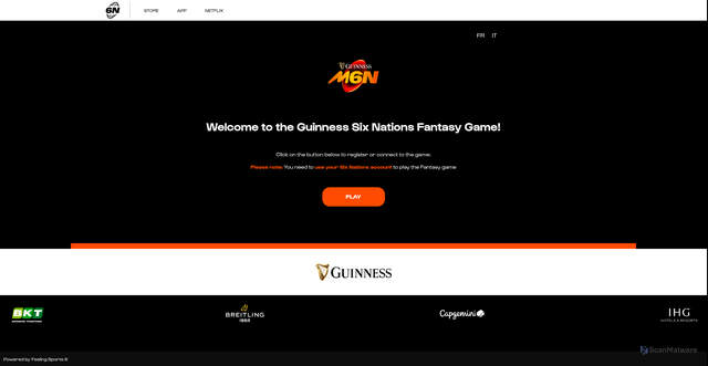 Security scan screenshot of https://fantasy.sixnationsrugby.com/