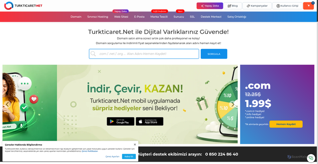 Security scan screenshot of https://turkticaret.net