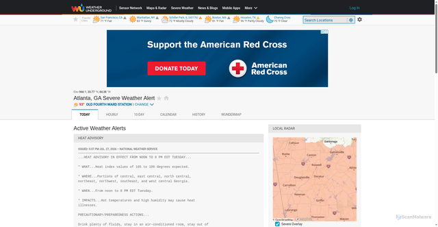 Security scan screenshot of https://wu-next-core-us-east-1-aws.wunderground.com/severe/us/ga/atlanta/KGAATLAN1061