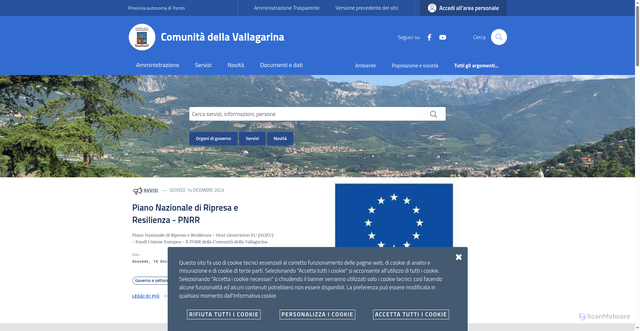Security scan screenshot of https://www.comunitadellavallagarina.tn.it