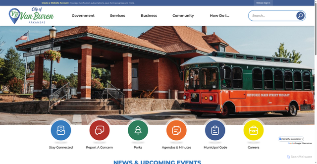 Security scan screenshot of https://cityofvanburenar.gov/