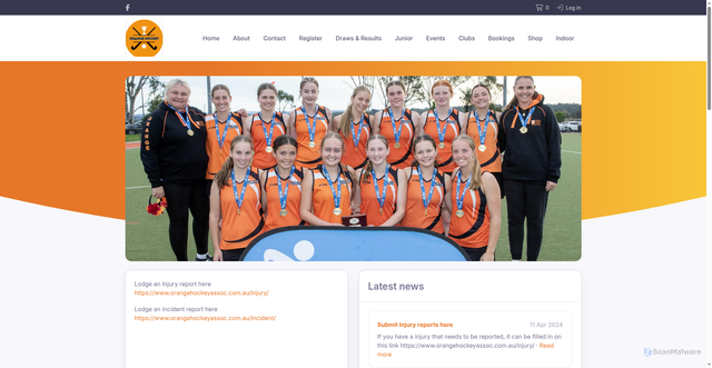 Security scan screenshot of https://orangehockeyassoc.com.au