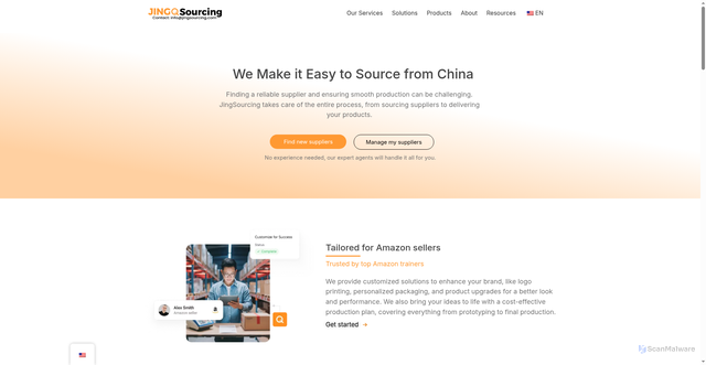 Security scan screenshot of https://jingsourcing.com