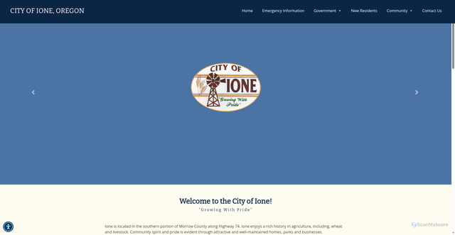 Security scan screenshot of https://cityofioneoregon.gov/