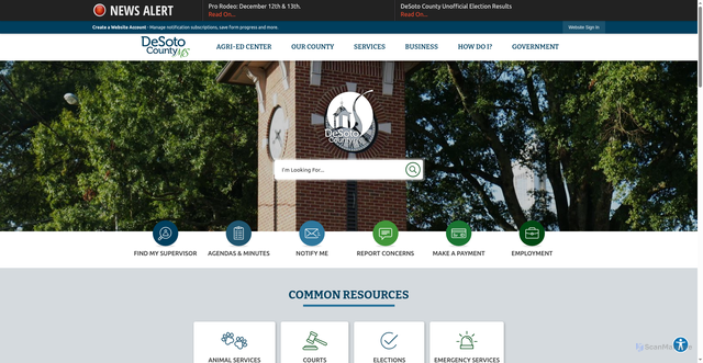 Security scan screenshot of https://desotocountyms.gov/
