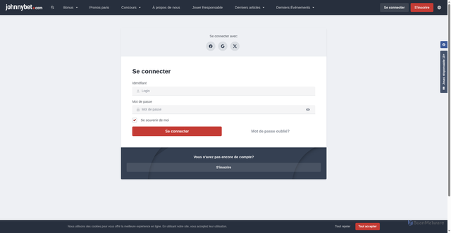 Security scan screenshot of https://fr.johnnybet.com/app/betting-events/cd-marathon-real-espana-1
