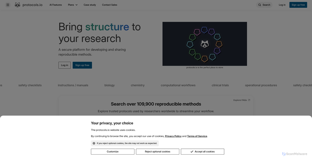 Security scan screenshot of https://www.protocols.io
