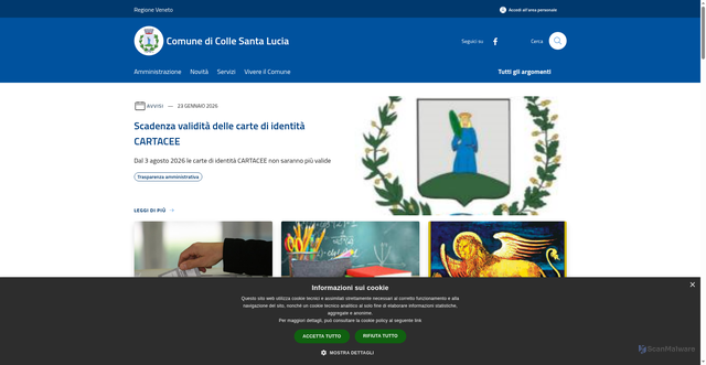 Security scan screenshot of https://www.comune.collesantalucia.bl.it/it