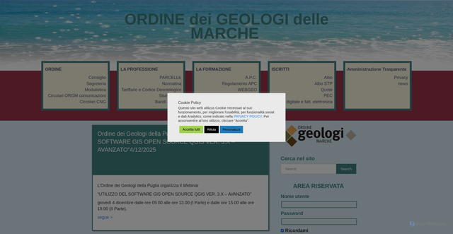 Security scan screenshot of https://www.geologimarche.it/