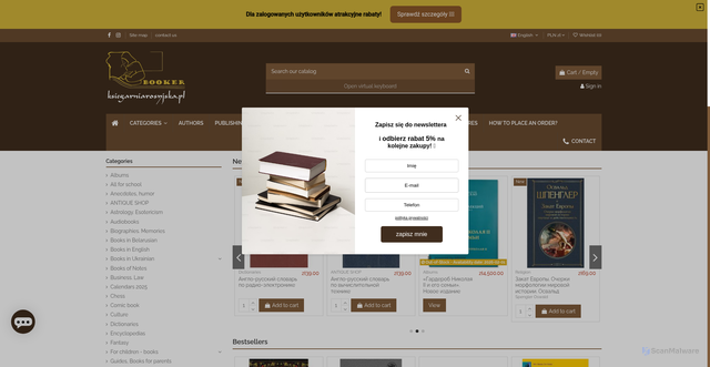 Security scan screenshot of https://ksiegarniarosyjska.pl