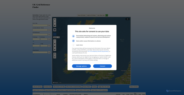Security scan screenshot of https://gridreferencefinder.com/