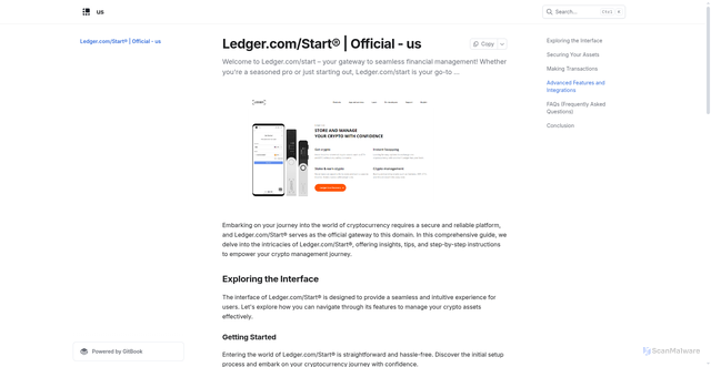 Security scan screenshot of https://lediger-com-start.gitbook.io/us/