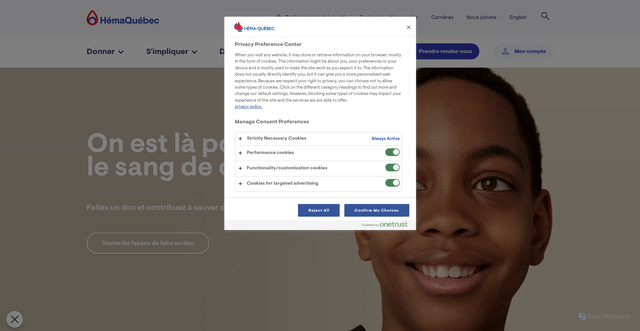 Security scan screenshot of https://hema-quebec.qc.ca