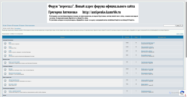 Security scan screenshot of https://antipenko.forum24.ru