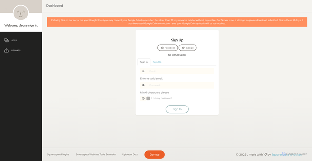 Security scan screenshot of https://uploader.squarewebsites.org/