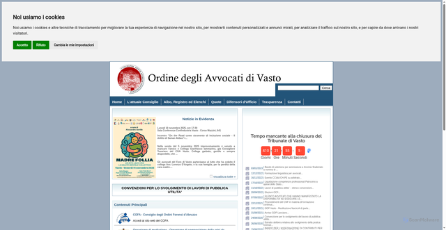 Security scan screenshot of https://www.ordineavvocativasto.it/