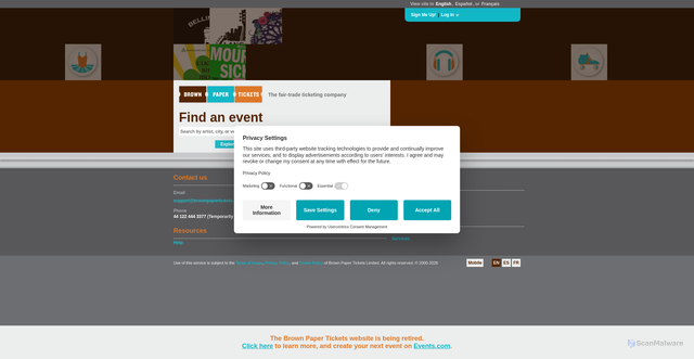 Security scan screenshot of https://brownpapertickets.com