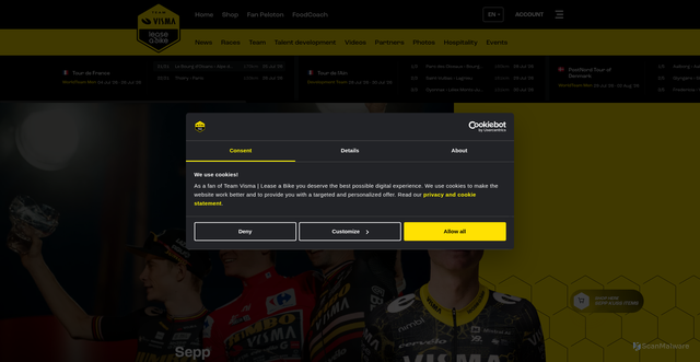Security scan screenshot of https://www.teamvismaleaseabike.com/team/sepp-kuss/