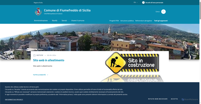 Security scan screenshot of https://www.comune.fiumefreddo-di-sicilia.ct.it/