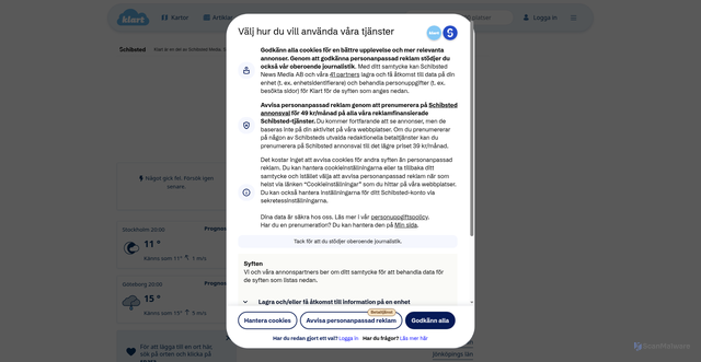 Security scan screenshot of https://klart.se