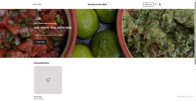 Security scan screenshot of https://kitchen-in-the-wild.square.site